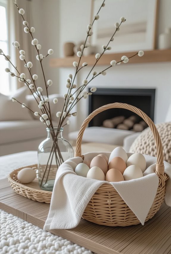 neutral elegant easter mantel