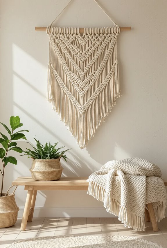 neutral geometric macram wallhangings