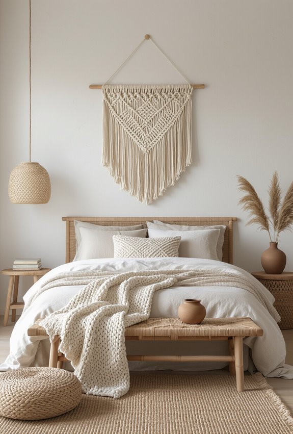 neutral layered macram wallhangings