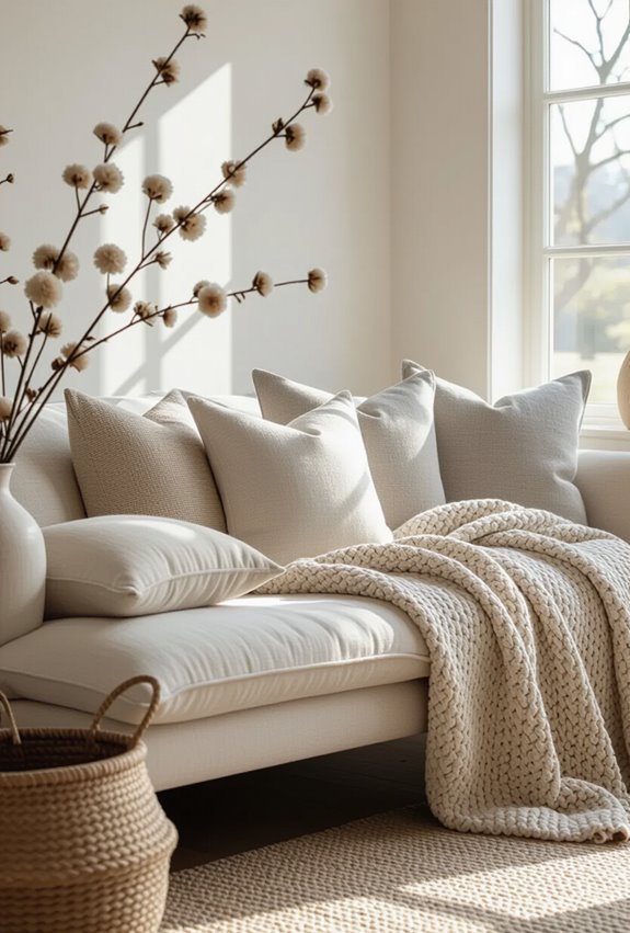 neutral linen textured pillows