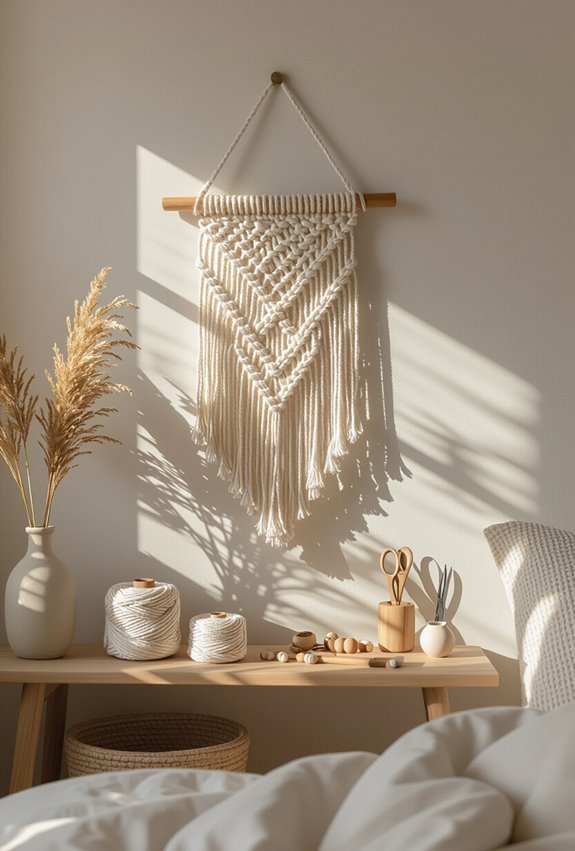 neutral macram with beaded tassels
