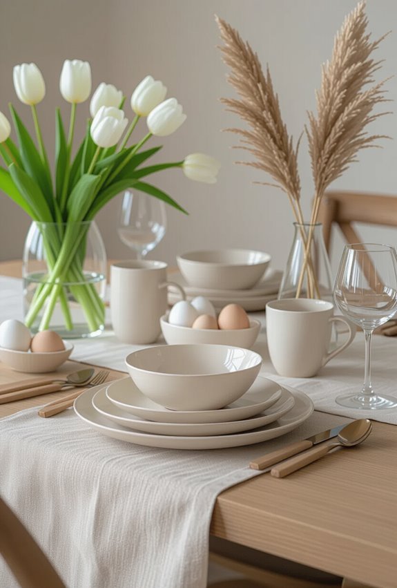 neutral matte stoneware tablescape elegance