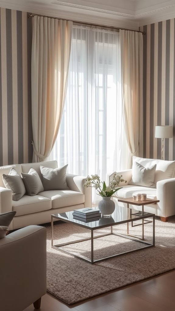 neutral striped wall decor
