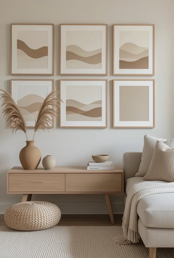 neutral textured minimalist gallery wall
