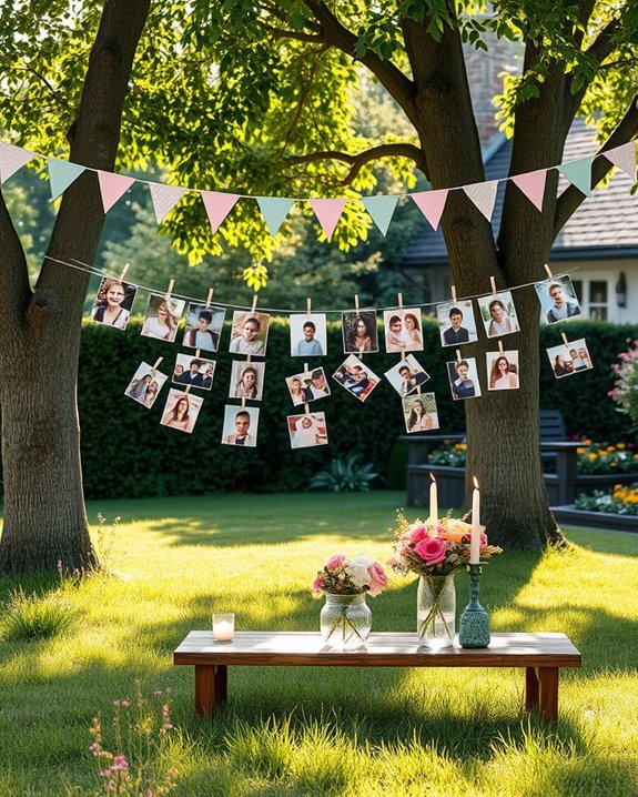 nostalgic backyard photo display