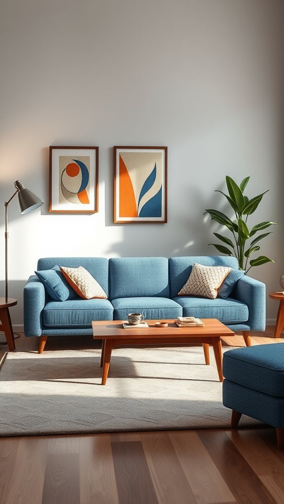 nostalgic blue couch decor