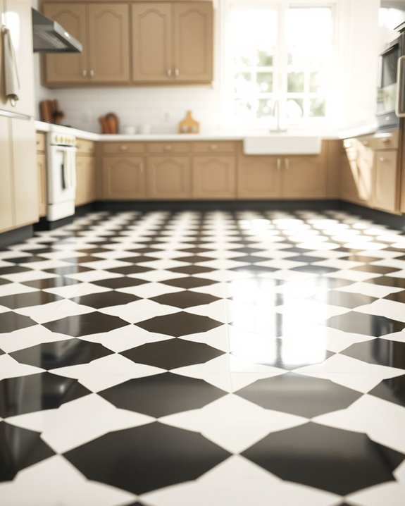 nostalgic retro kitchen flooring