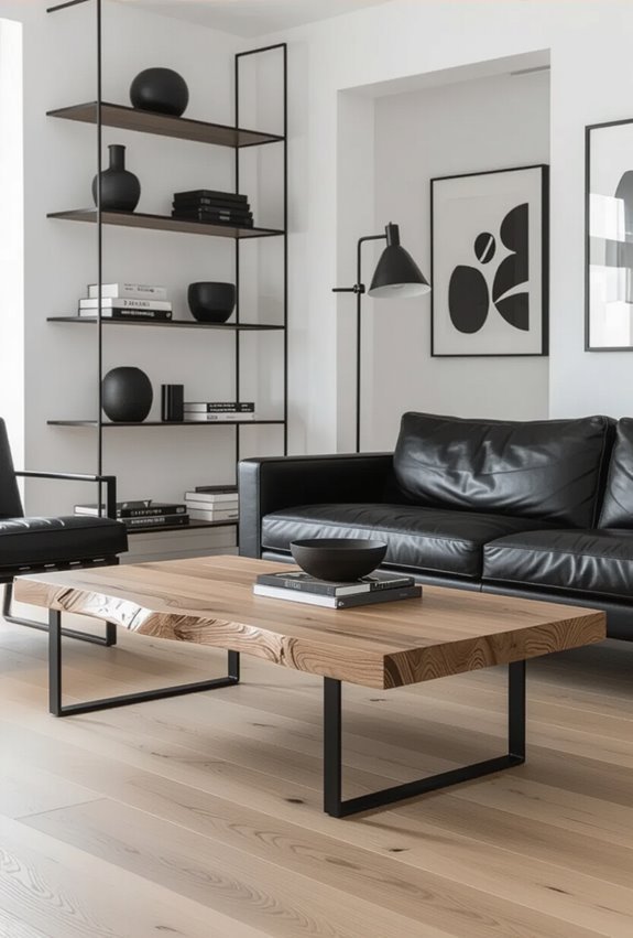 oak and black metal industrials
