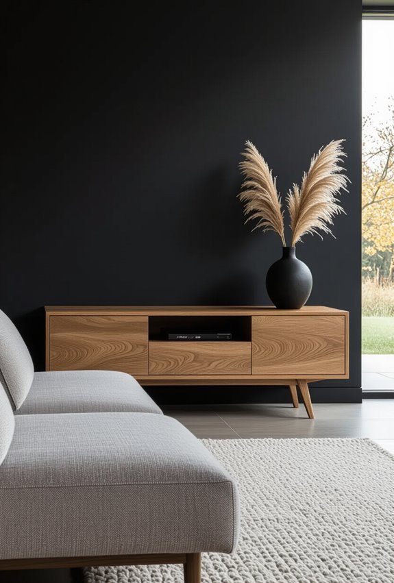 oak warmth against black