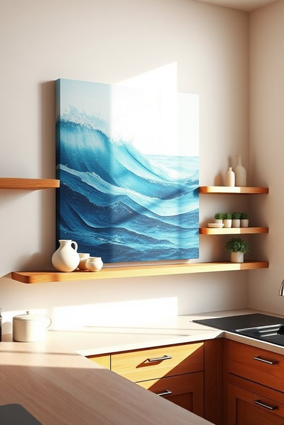 ocean blue art shelves
