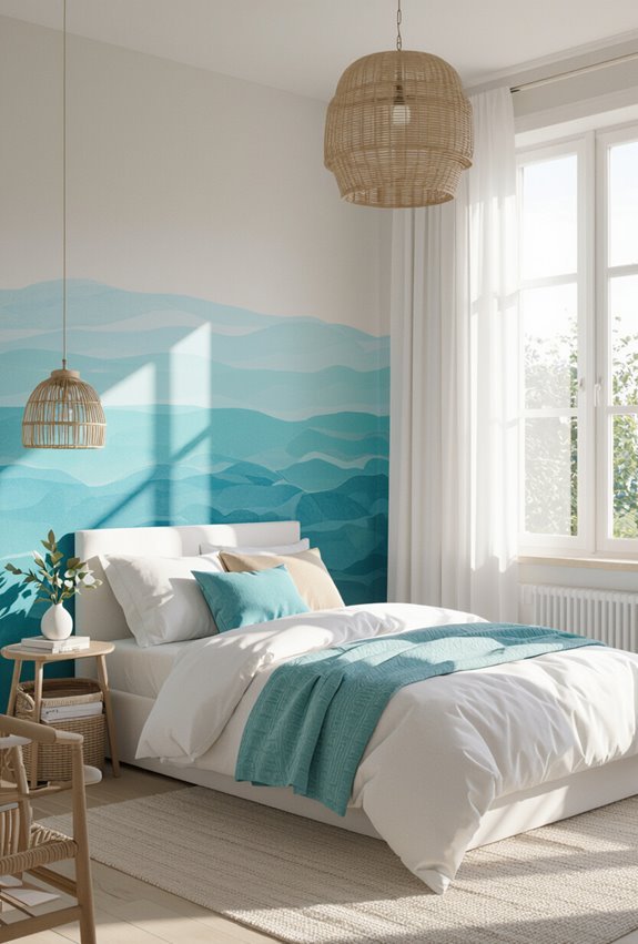 ocean inspired blue ombre walls