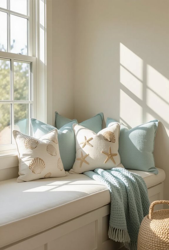 ocean themed cozy reading nook