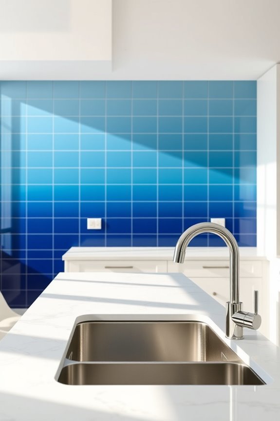 ombre blue kitchen tiles