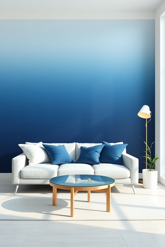 ombre blue wall aesthetics