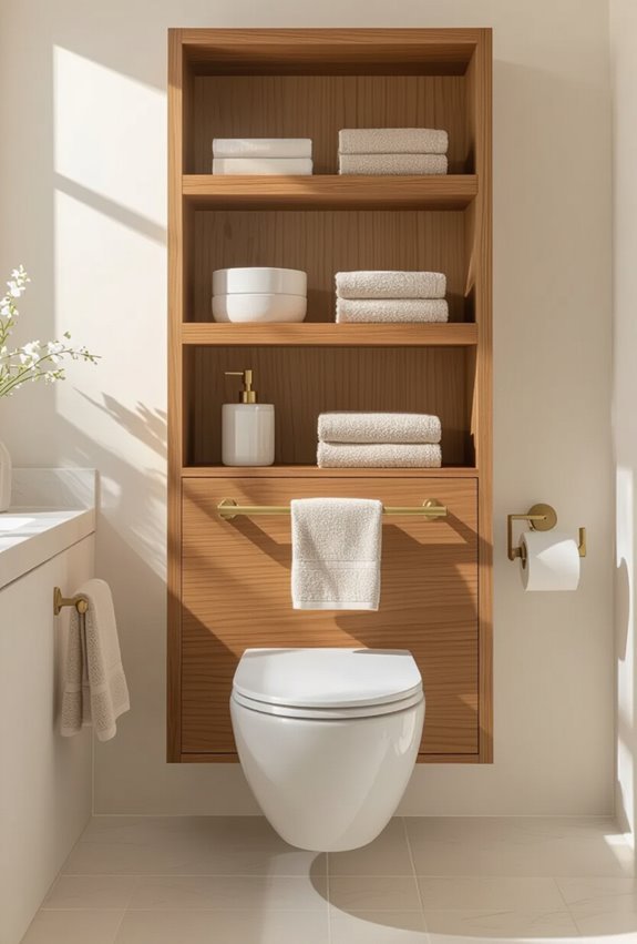 open display concealed storage towel cabinet