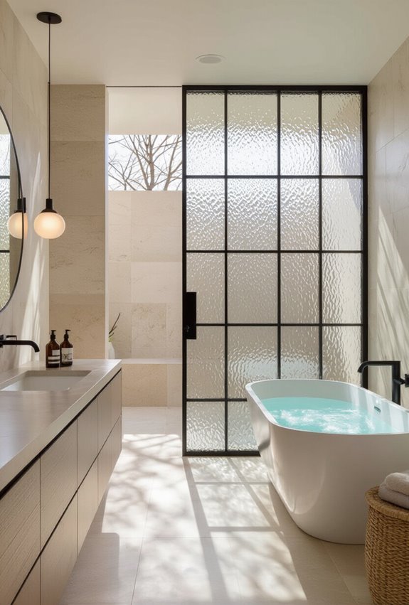 open plan bathroom privacy screens