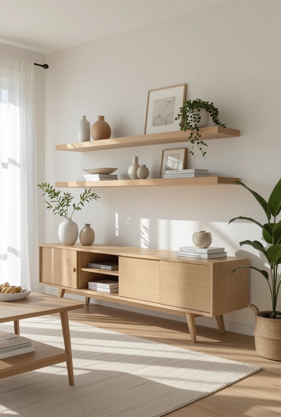 open shelves hidden cabinets