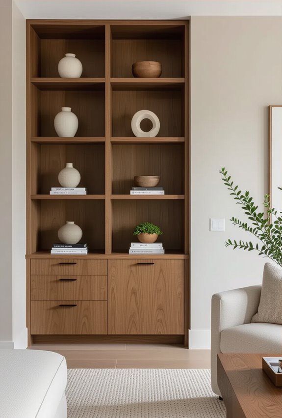open shelves hidden storage