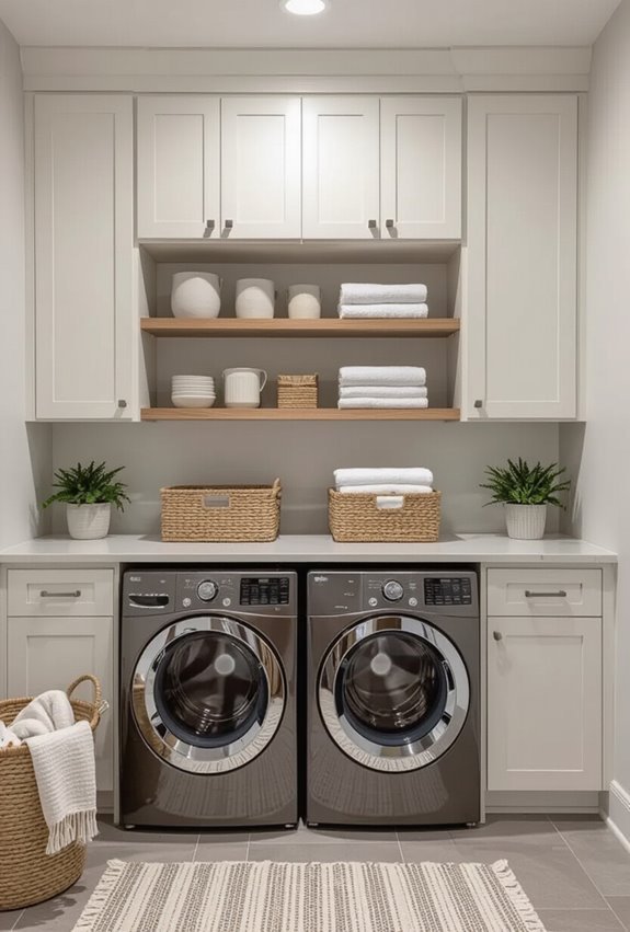 open shelves with doors