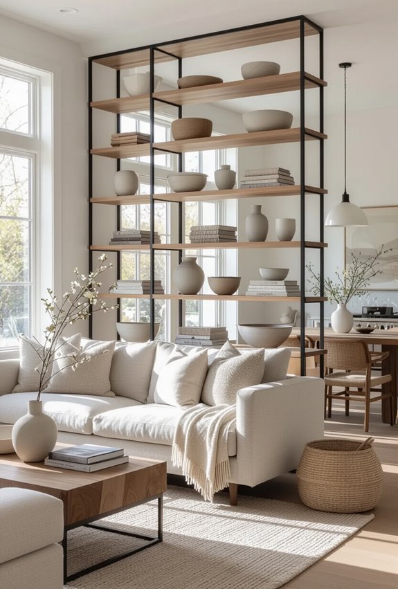 open shelving defines zones