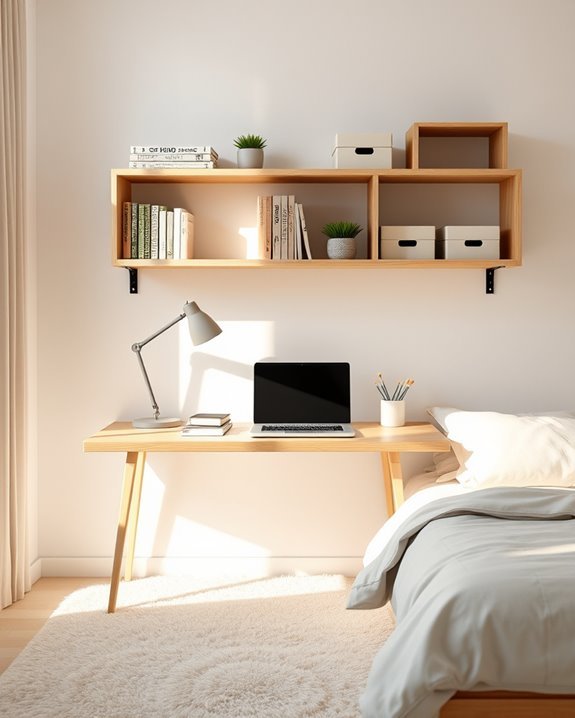 open shelving enhances workspace