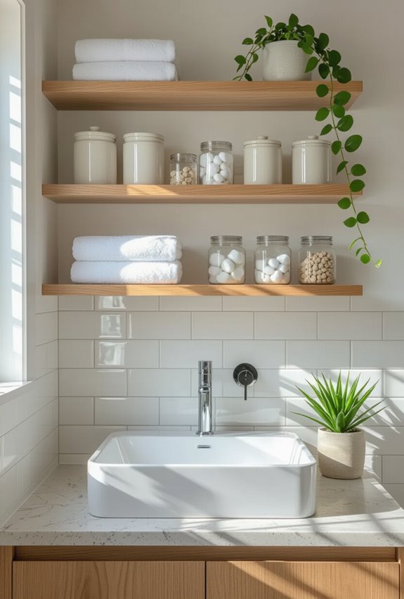 open shelving for airy storage