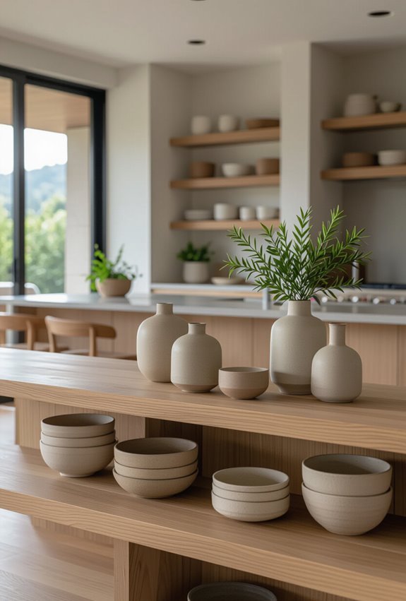 open shelving unifies kitchen living