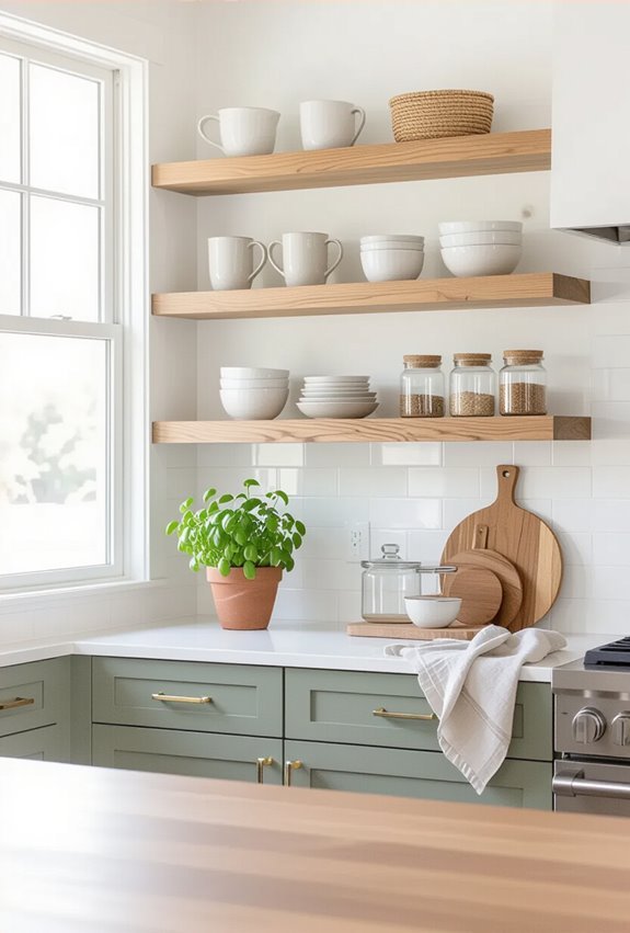 open shelving with accents