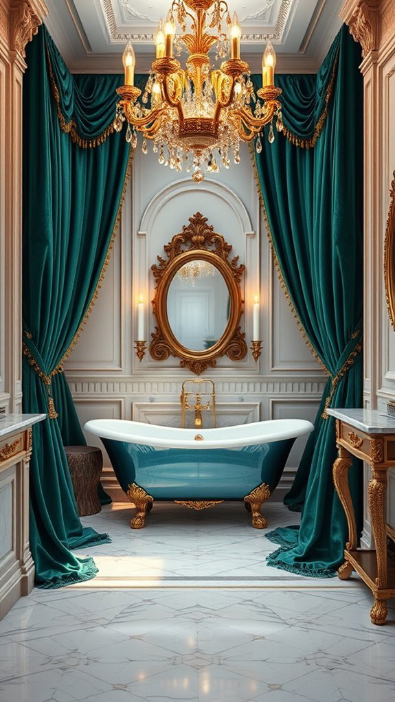 opulent baroque bathroom drapery