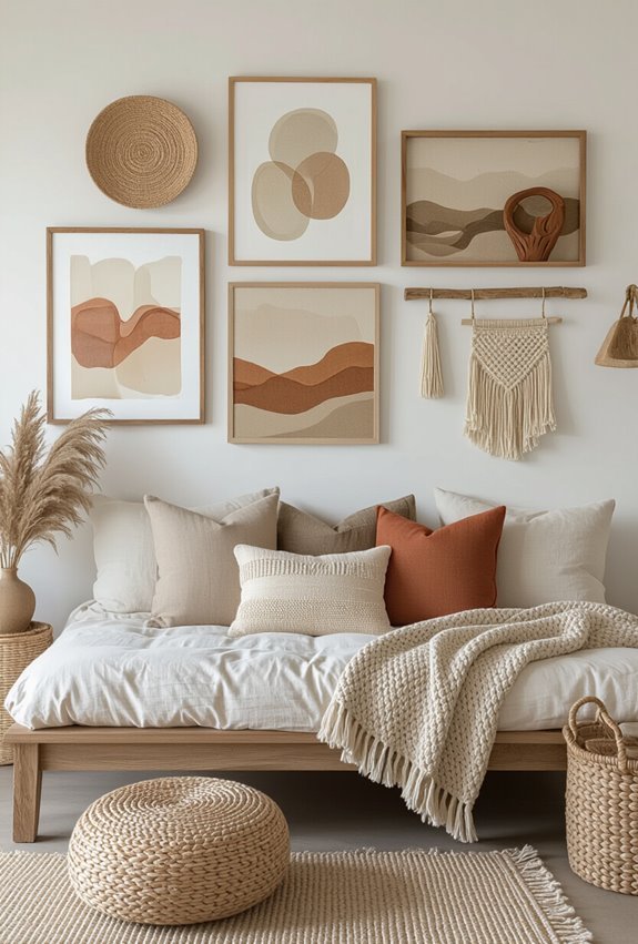 organic layered curated gallery wall