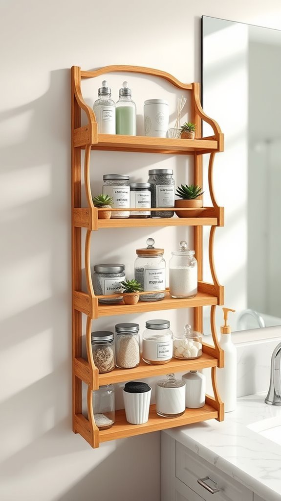 organize bathroom with spice racks