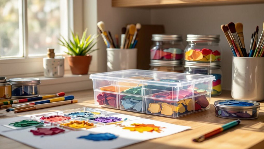 organize dried acrylic pieces