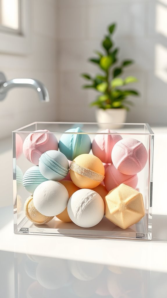 organized bath bomb storage