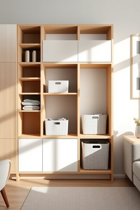 organized cubbies and bins
