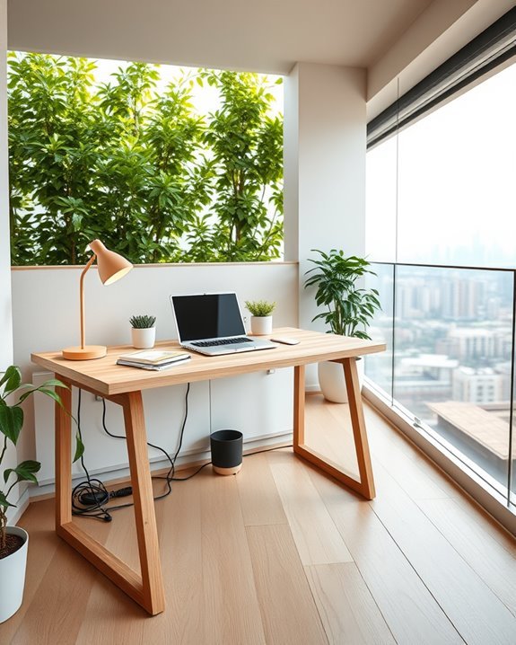 organized desk with cables