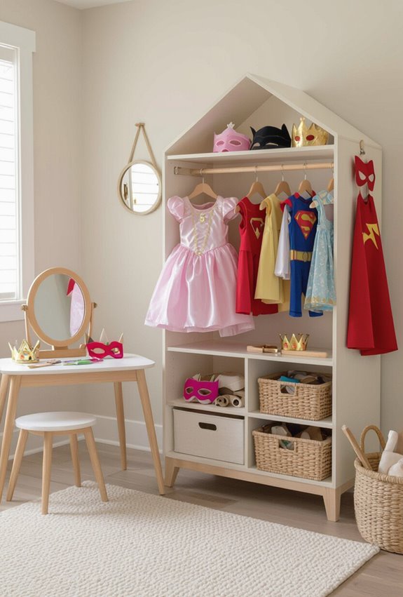 organized imaginative dress up corner