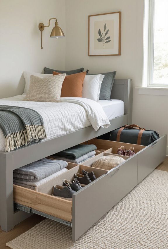 organized pull out trundle storage