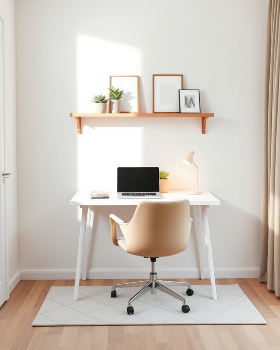organized workspace with shelves
