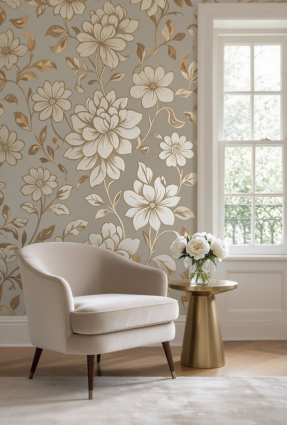 ornate floral gold wallpaper