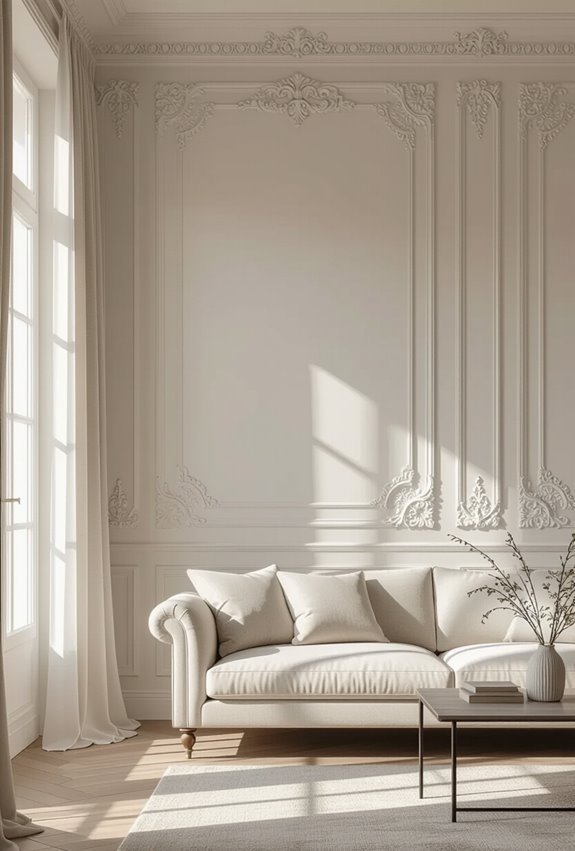 ornate moldings and medallion