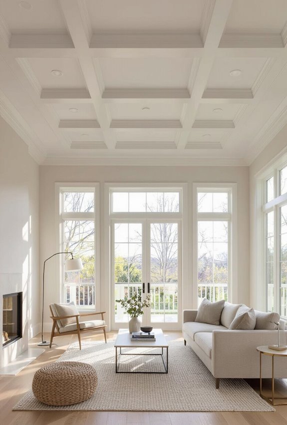 ornate painted coffered ceiling