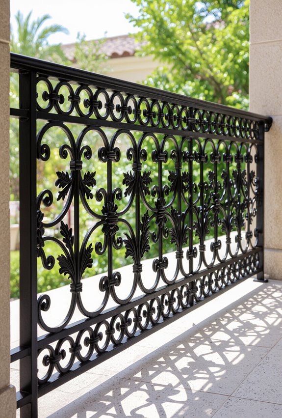ornate wrought iron balcony protection