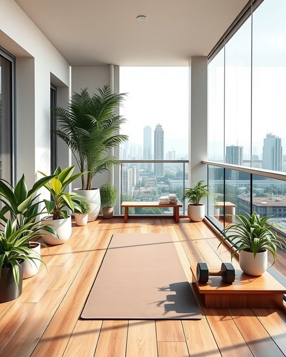 outdoor fitness balcony setup