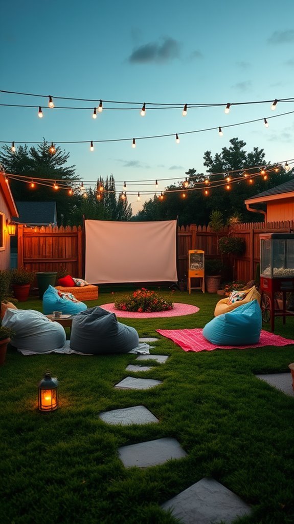outdoor movie night setup