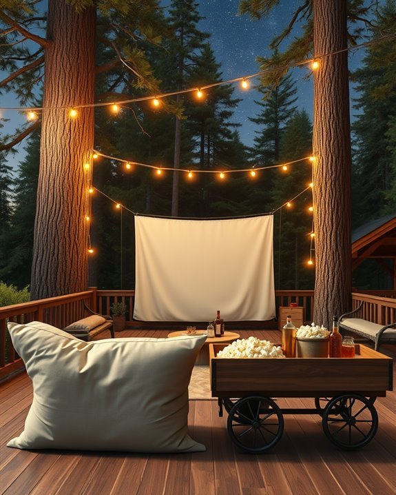 outdoor movie night setup