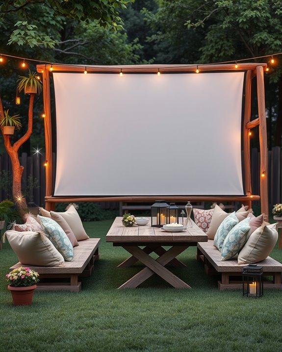 outdoor movie night setup