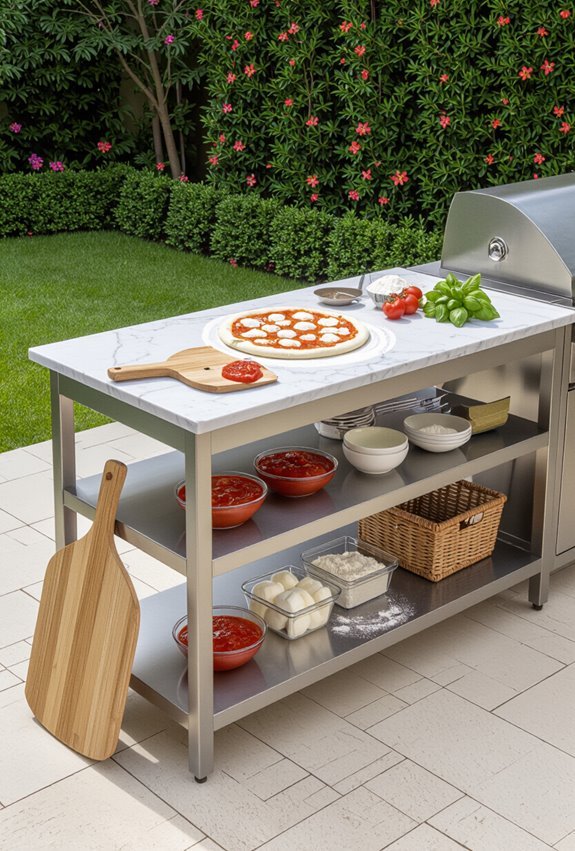 outdoor pizza prep station