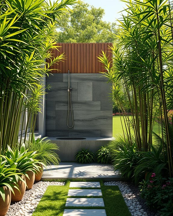 outdoor shower privacy installation