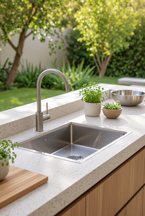 outdoor sink with touchless faucet
