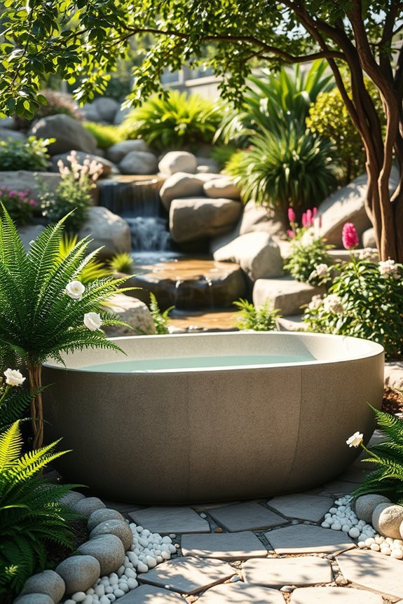 outdoor tub garden oasis